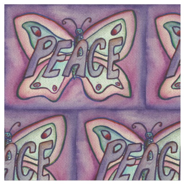 Peace Butterfly Inspirational Art Fabric Material (Close Up)