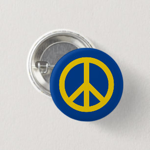 Peace button in blue yellow Ukraine flag colours