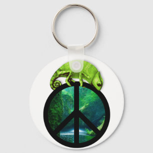 peace chameleon keychain