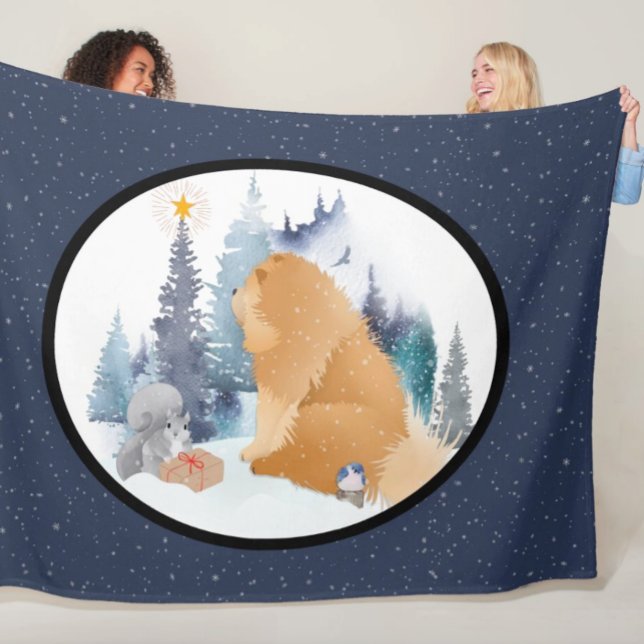 PEACE  Chow holiday oval blue Fleece Blanket (Creator Uploaded)