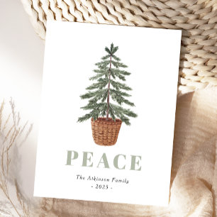 Peace Christmas Evergreen Tree Simple Holiday Postcard