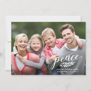 Peace Christmas Handwritten Script White Overlay Holiday Card