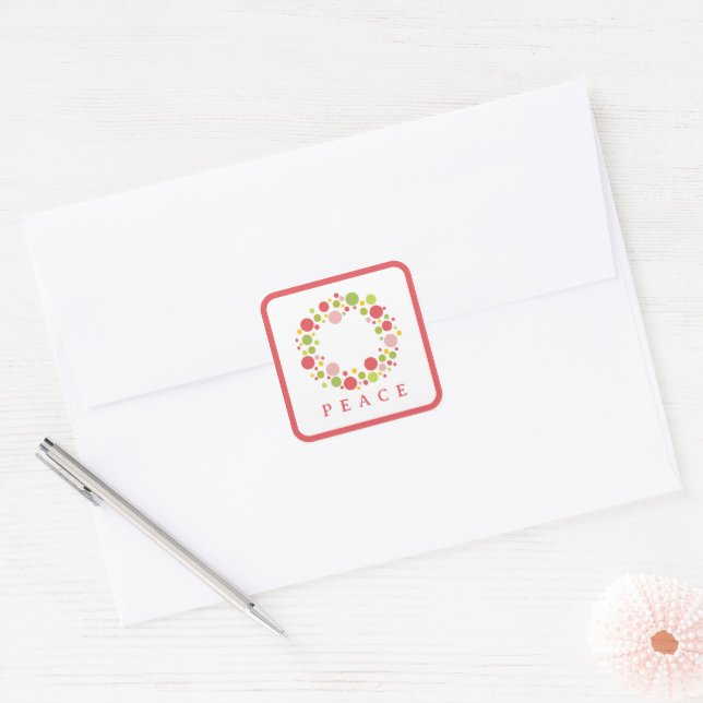 PEACE Christmas label red border (Envelope)