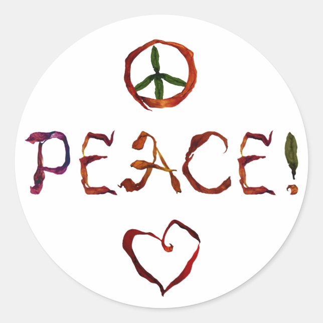 peace! classic round sticker (Front)