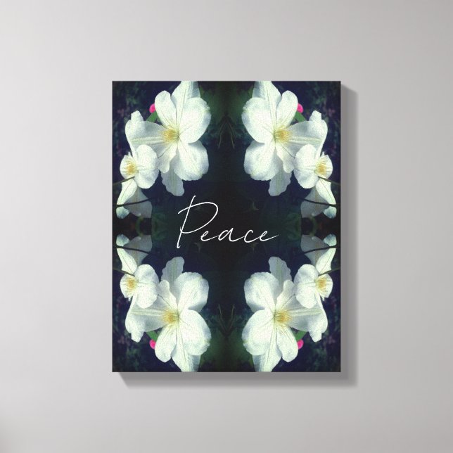 Peace Clematis Flower Abstract Inspirational Canvas Print (Front)