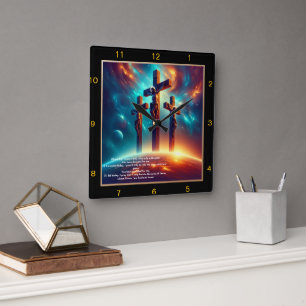 Peace Clock: Personalized Gift of Faith Square Wall Clock