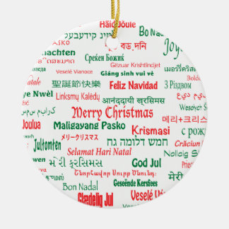 Peace Coexist Happy Merry Christmas Many Languages Ceramic Ornament