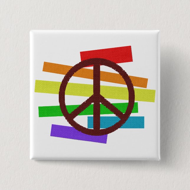 peace colour flag cloth-like 2 inch square button (Front)