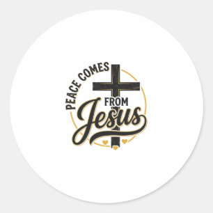 Peace Comes From Jesus Christian Cross Shirt Classic Round Sticker