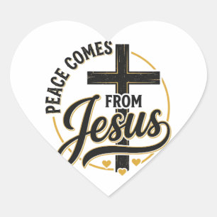 Peace Comes From Jesus Christian Cross Shirt Heart Sticker