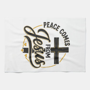Peace Comes From Jesus Christian Cross Shirt Kitchen Towel