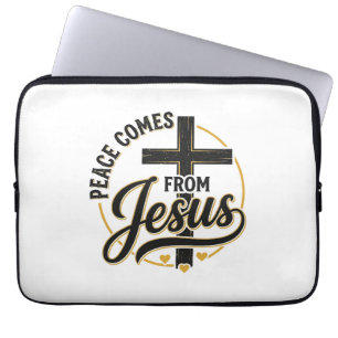 Peace Comes From Jesus Christian Cross Shirt Laptop Sleeve