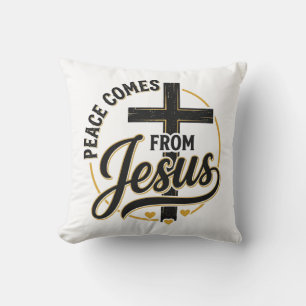 Peace Comes From Jesus Christian Cross Shirt Throw Pillow