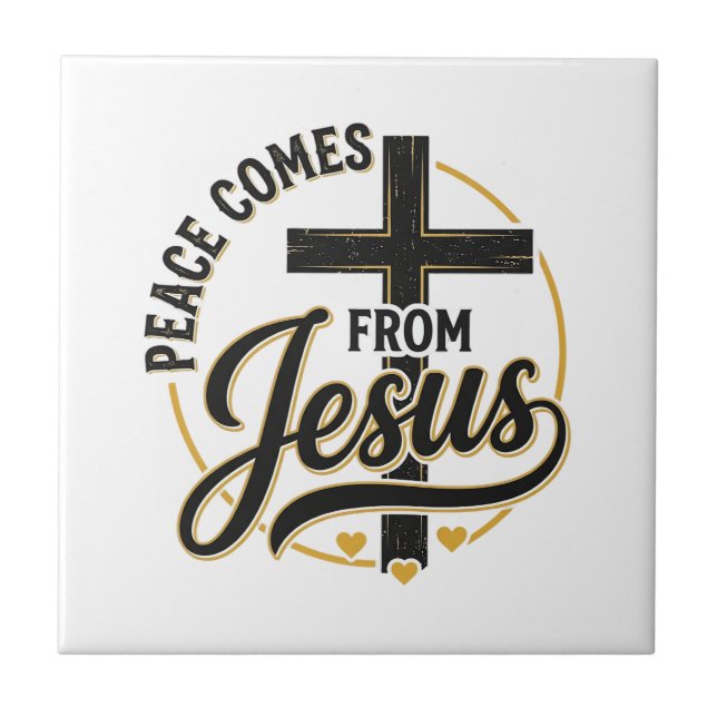 Peace Comes From Jesus Christian Cross Shirt Tile (Front)