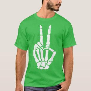 Peace Cool Skeleton Hand Halloween Trick or Treat T-Shirt