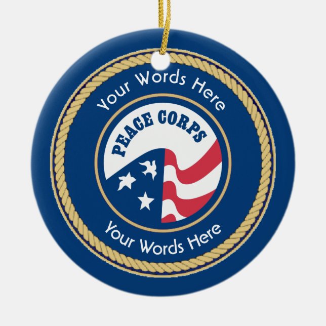 Peace Corps Universal Rope Shield Ceramic Ornament (Front)
