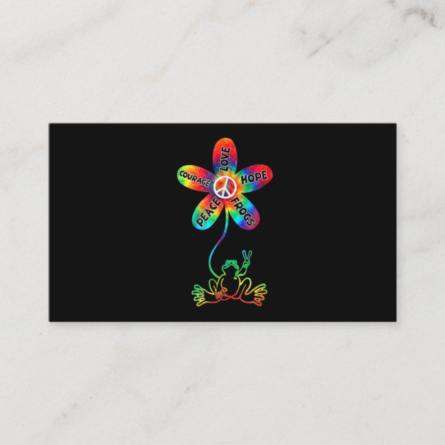 Peace Courage Love Hope Frogs Hippie Business Card (Front)
