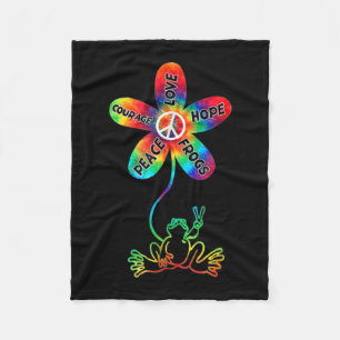 Peace Courage Love Hope Frogs Hippie Fleece Blanket
