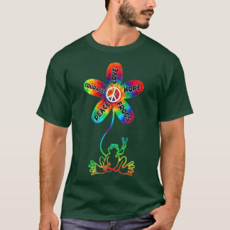Peace Courage Love Hope Frogs Hippie Gift  T-Shirt