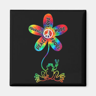 Peace Courage Love Hope Frogs Hippie Magnet