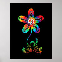 Peace Courage Love Hope Frogs Hippie