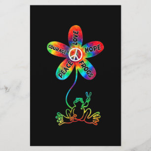 Peace Courage Love Hope Frogs Hippie Stationery
