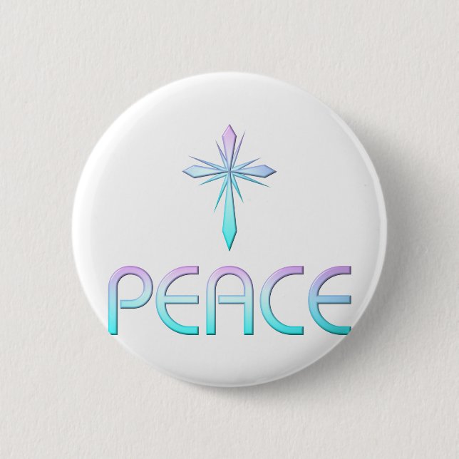 Peace Cross Christian 2 Inch Round Button (Front)