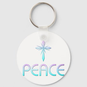 Peace Cross Christian Keychain