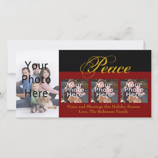 Peace Custom Christmas Photo Cards (Front)