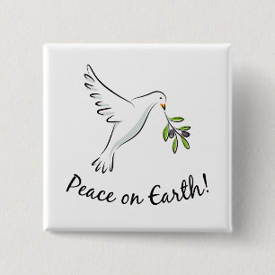 Peace dove 2 inch square button