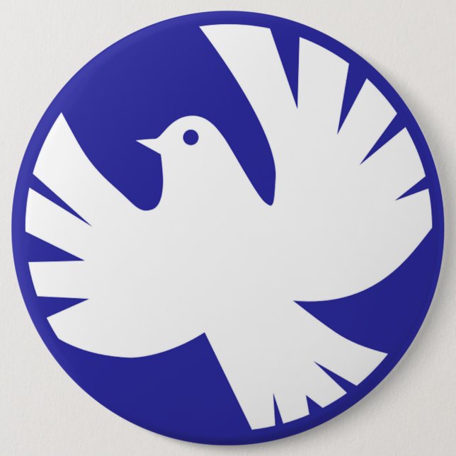 PEACE DOVE 6 INCH ROUND BUTTON (Front)
