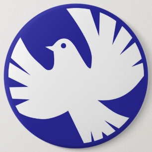 PEACE DOVE 6 INCH ROUND BUTTON