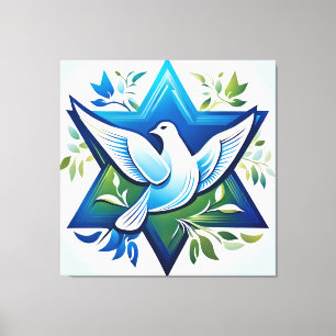 Peace Dove and Star of David Canvas Print