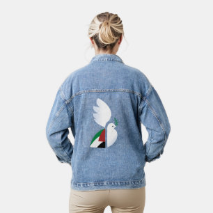 Peace Dove avec Drapeau Palestinien Denim Jacket