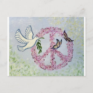 Peace Dove Butterflies Postcard