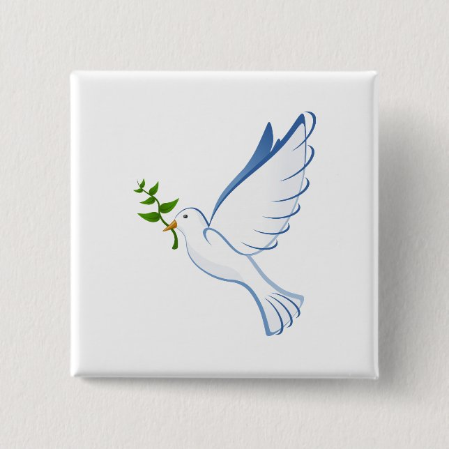 Peace dove cartoon 2 inch square button (Front)
