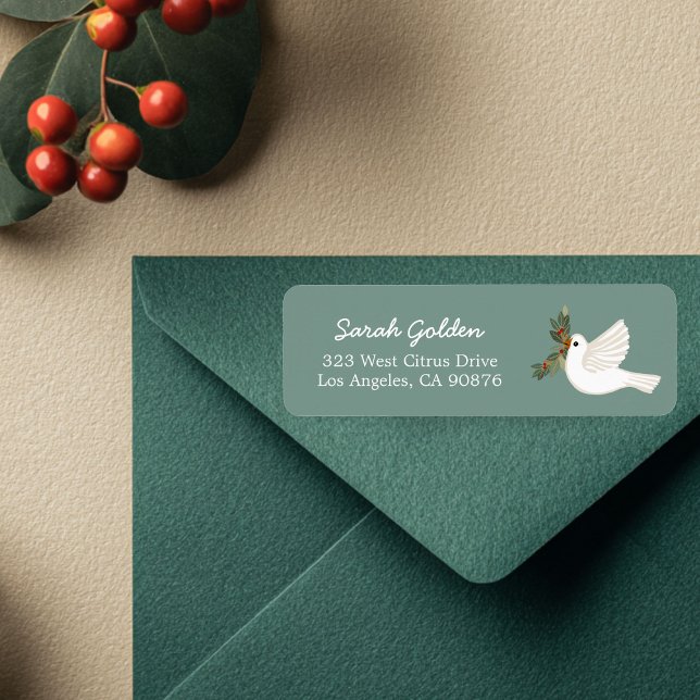 Peace Dove Christmas CUSTOM Mailing Return Address (Peace Dove Christmas Holiday CUSTOM Chic Cute Mailing Return Address Label Sticker
)