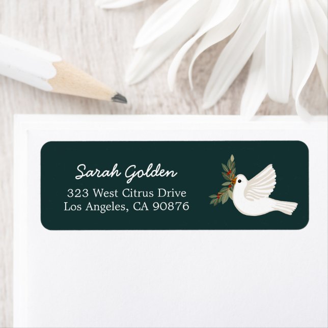 Peace Dove Christmas CUSTOM Mailing Return Address (Insitu)