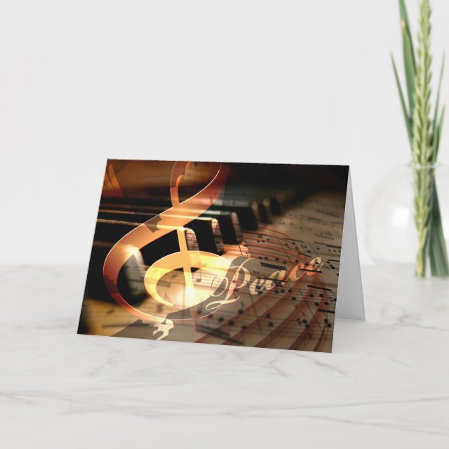 peace dove elegant piano teacher Christmas Cards (Front)