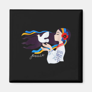 peace dove girl Support Ukraine Stand With Ukraini Magnet