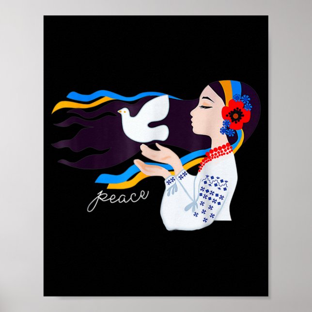 peace dove girl Support Ukraine Stand With Ukraini Poster (Front)
