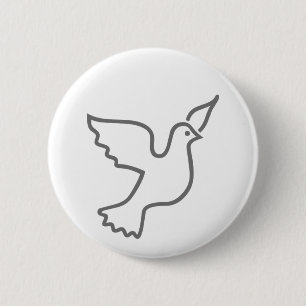Peace Dove Grey 2 Inch Round Button