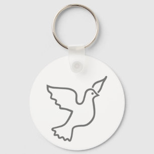 Peace Dove Grey Keychain