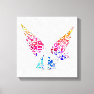 Peace Dove. Harmony Hippie Watercolor Canvas Print