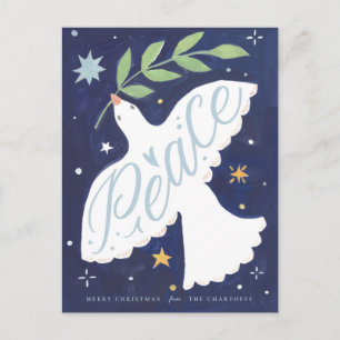 Peace Dove Illustrated Christmas Postcard