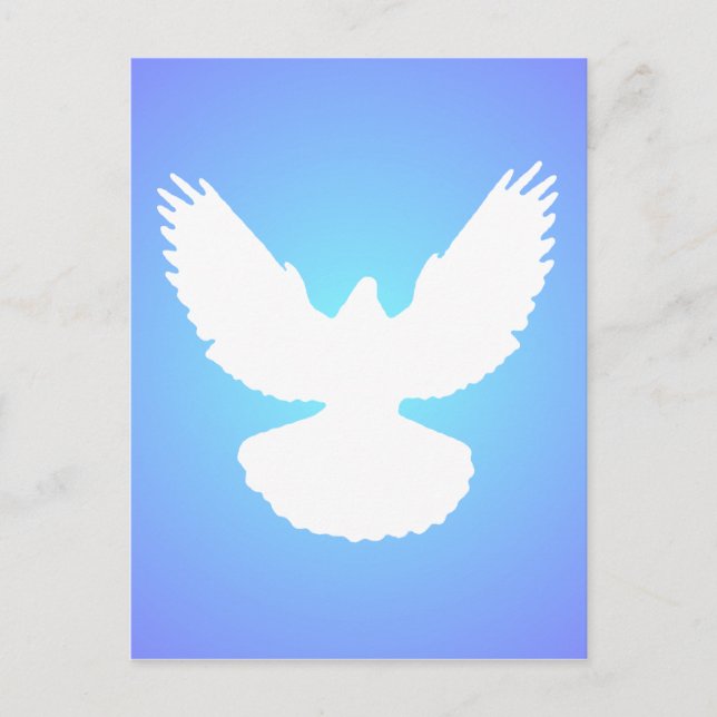 Peace Dove in Flight White Blue Sky Simply Elegant Postcard (Front)