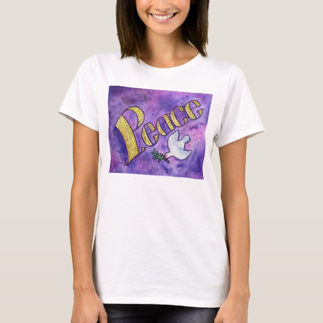 Peace Dove Inspirational Word Art T-shirts (Front)