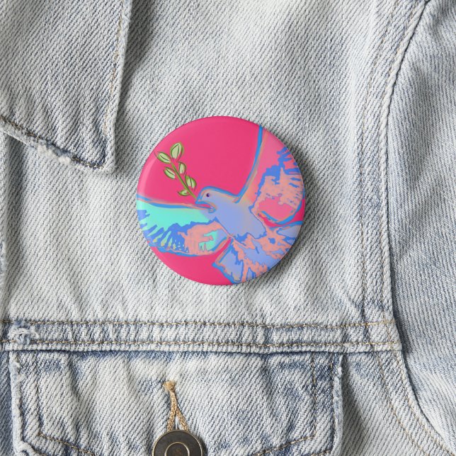 Peace dove, no war hot pink 1 inch round button (Creator Uploaded)