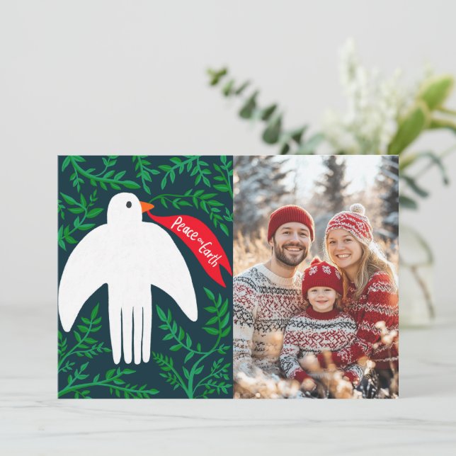 Peace Dove Noël Carte photo PERSONNALISÉ (Debout devant)