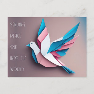 Peace dove origami rose bleu clair Carte postale